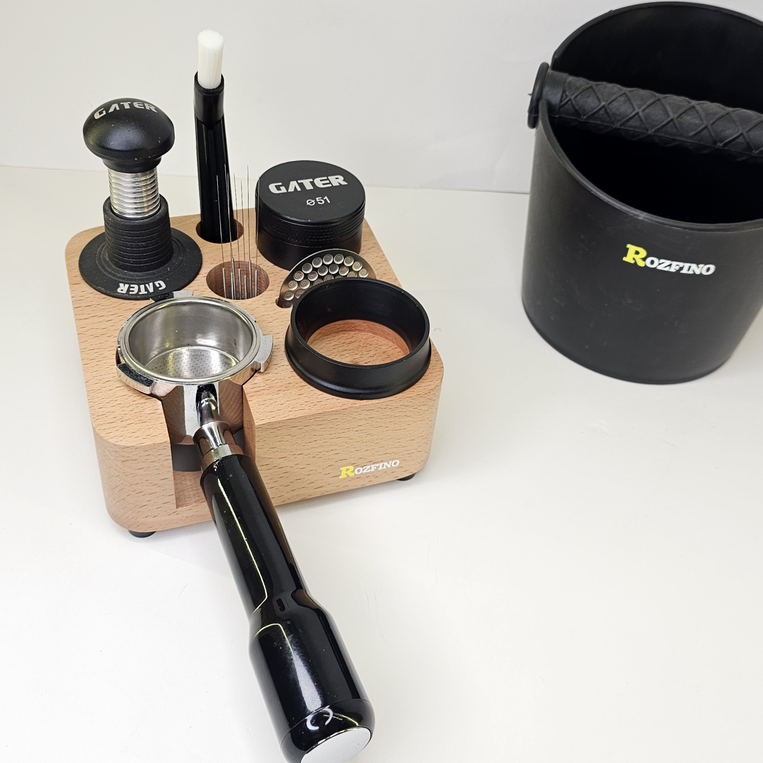 ست استند پرتافیلتر مربع و تجهیزات اسپرسوساز