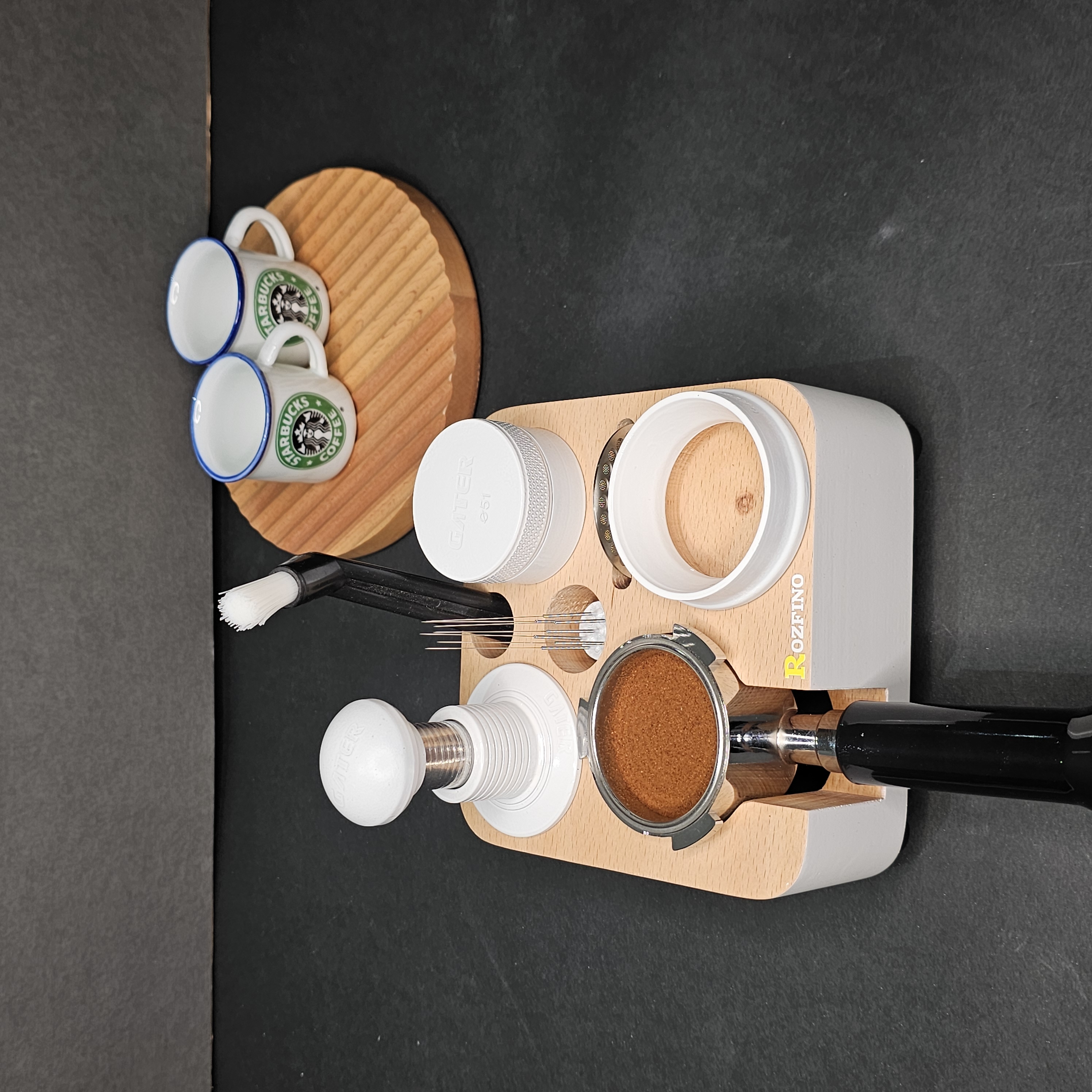 ست استند پرتافیلتر چوبی مربع و تجهیزات رنگ سفید